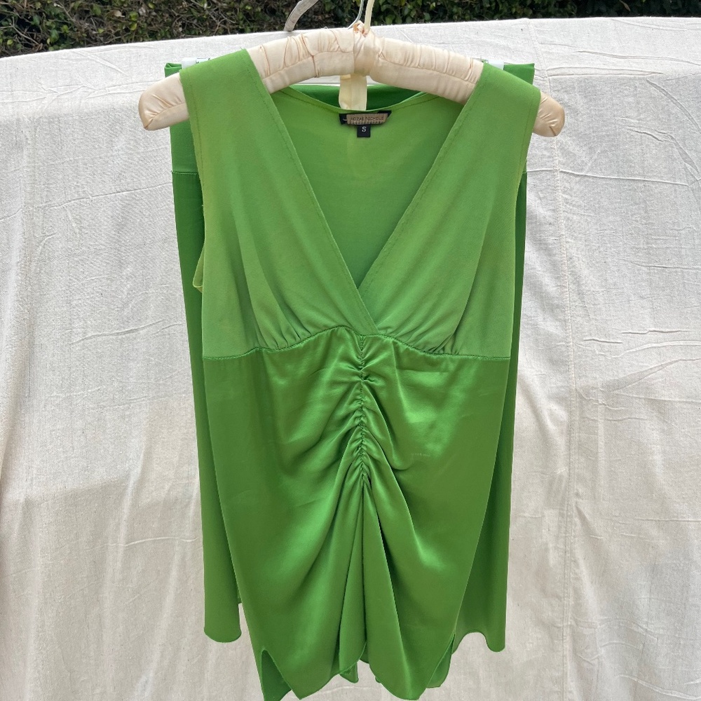 Rozae Nichols 2 Piece Chartreuse Silk Ensemble